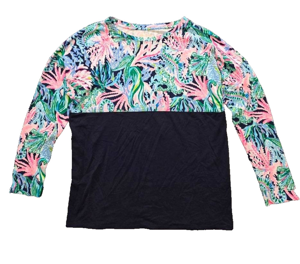 Lilly Pulitzer Finn Long Sleeve Top Seen and Herd Womens Medium A010579
